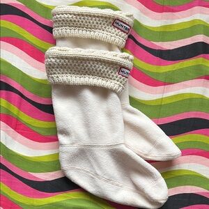 Hunter Cream Knit Cuff Casual Socks